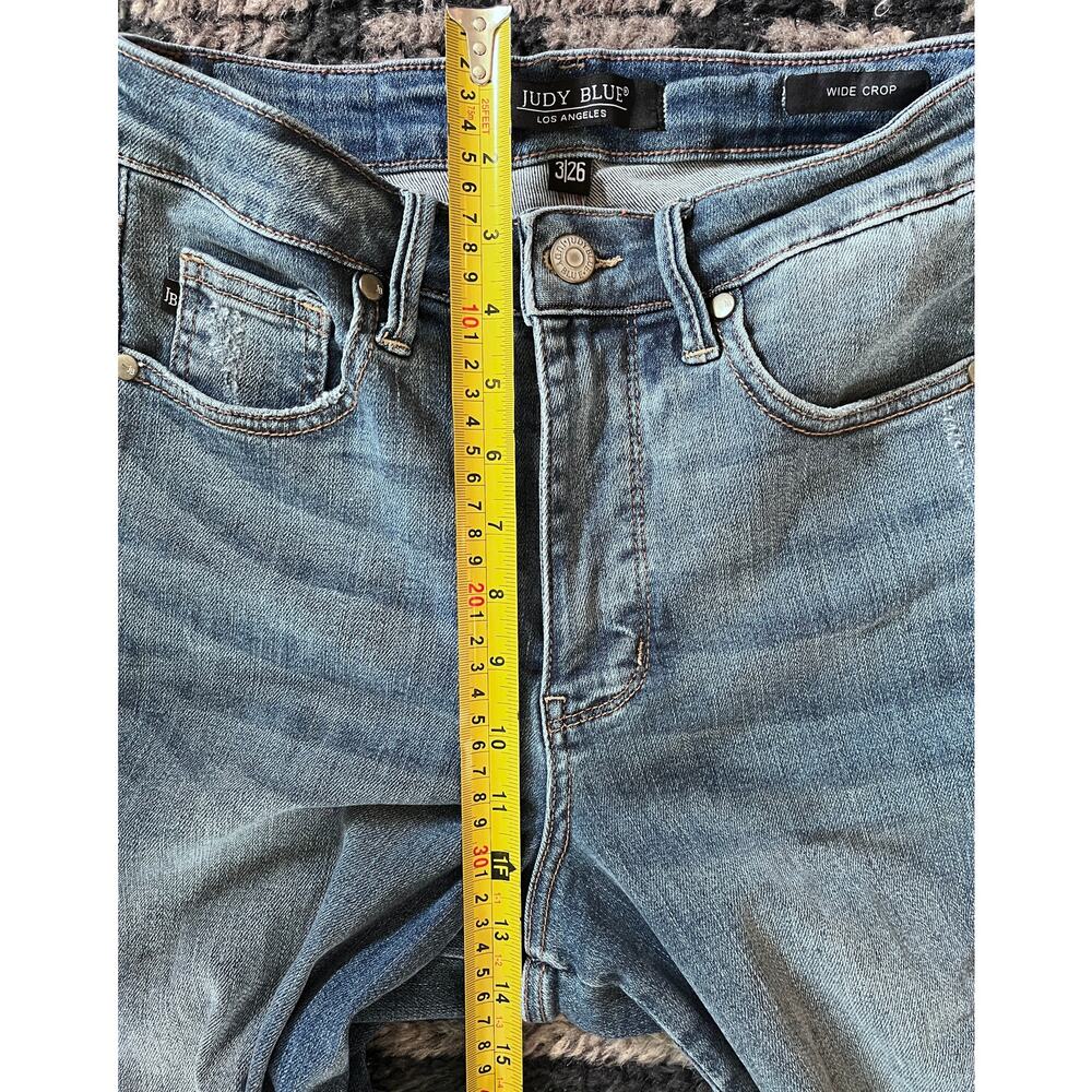 Judy Blue Wide Leg Cropped Jeans Raw Hem High Rise Super Soft Comfortable Sz 26 - Picture 8 of 9